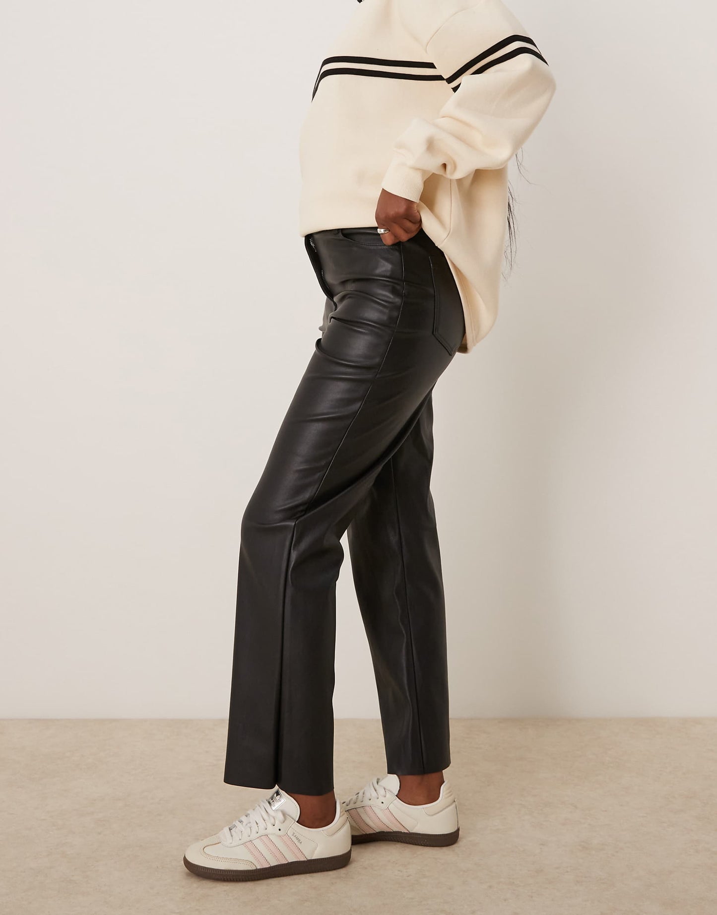 Leather Look Straight Leg Trouser