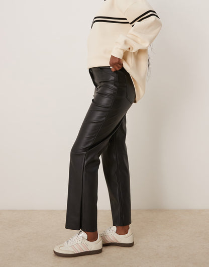 Leather Look Straight Leg Trouser