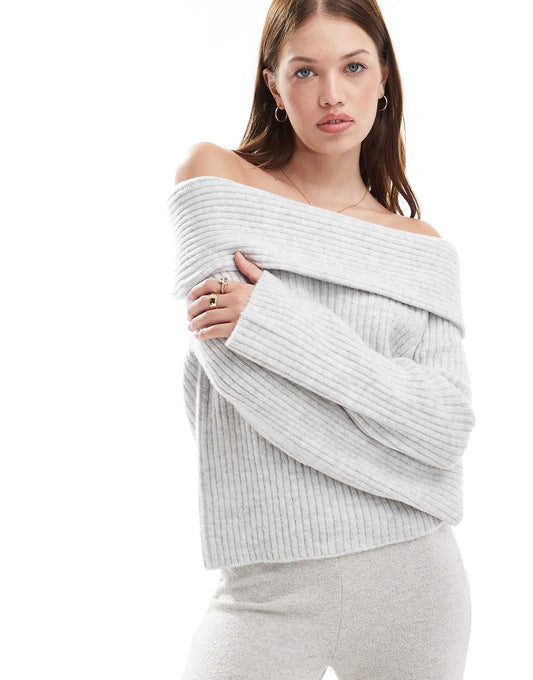 Ribbed Bardot Jumper