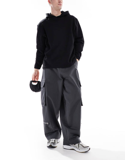 Oversized Baggy Cargo Trousers With Zip Details