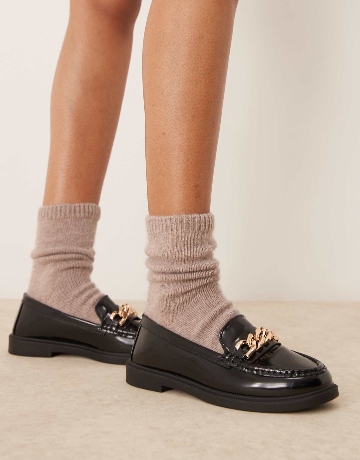 Wide Fit Chunky Loafer With Chain