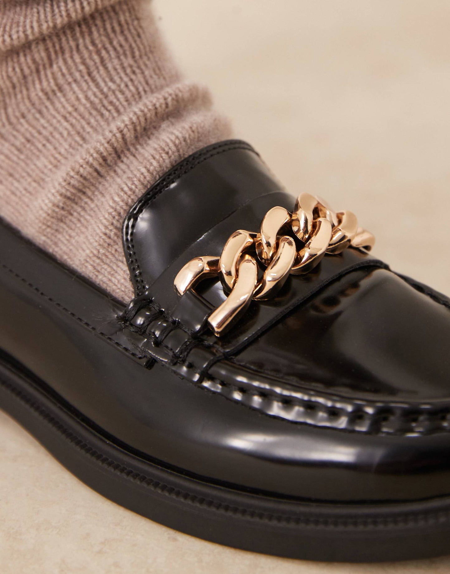 Wide Fit Chunky Loafer With Chain