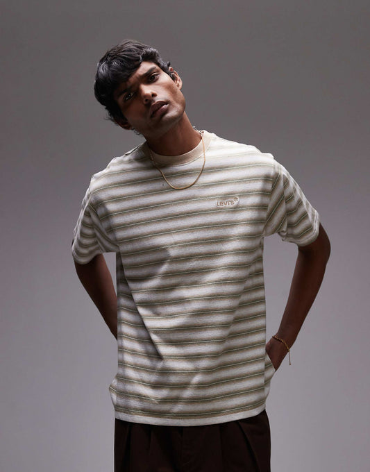 Red Tab Vintage Relaxed Fit Logo Stripe T-Shirt