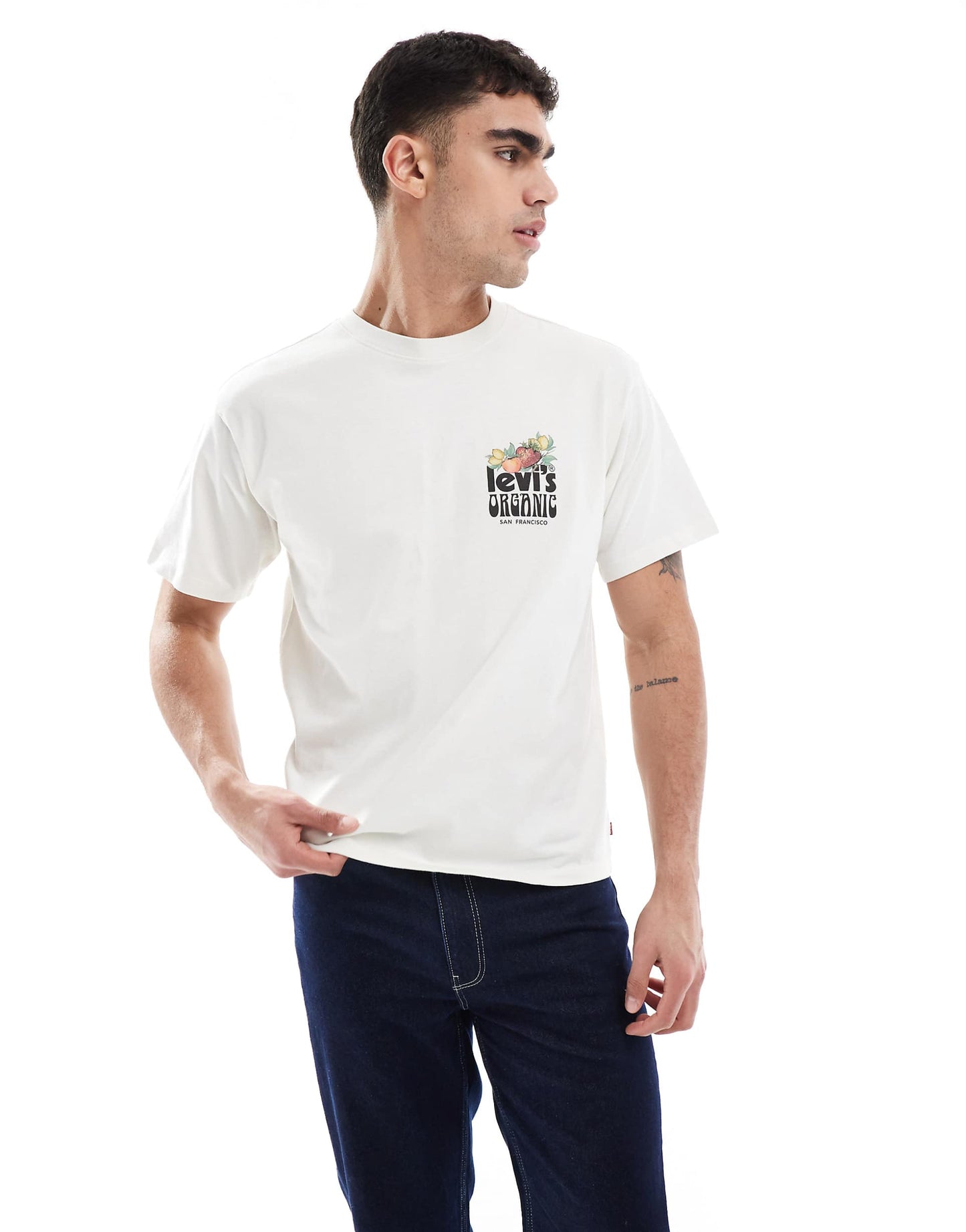 Vintage Relaxed Fit Fruit Logo Back Print Heavyweight T-Shirt