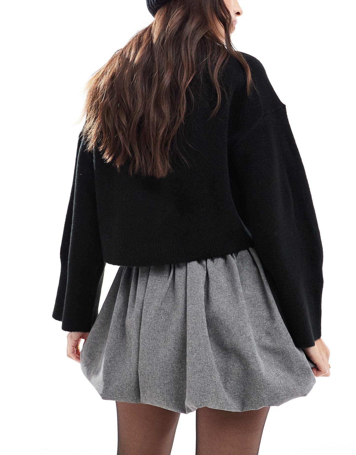 Bubble Hem Mini Skirt With Contrast Waistband