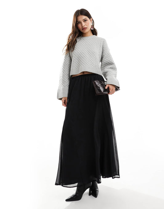 Chiffon Godet Maxi Skirt