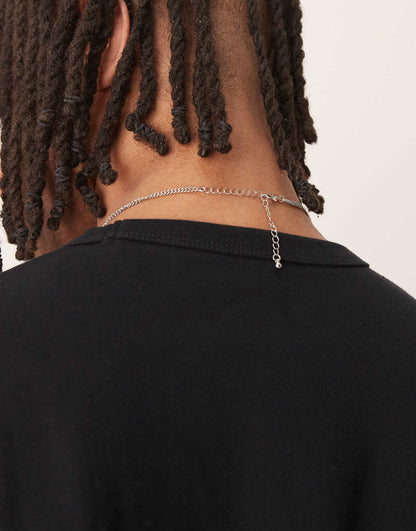 Necklace With Square Black Stone Pendant