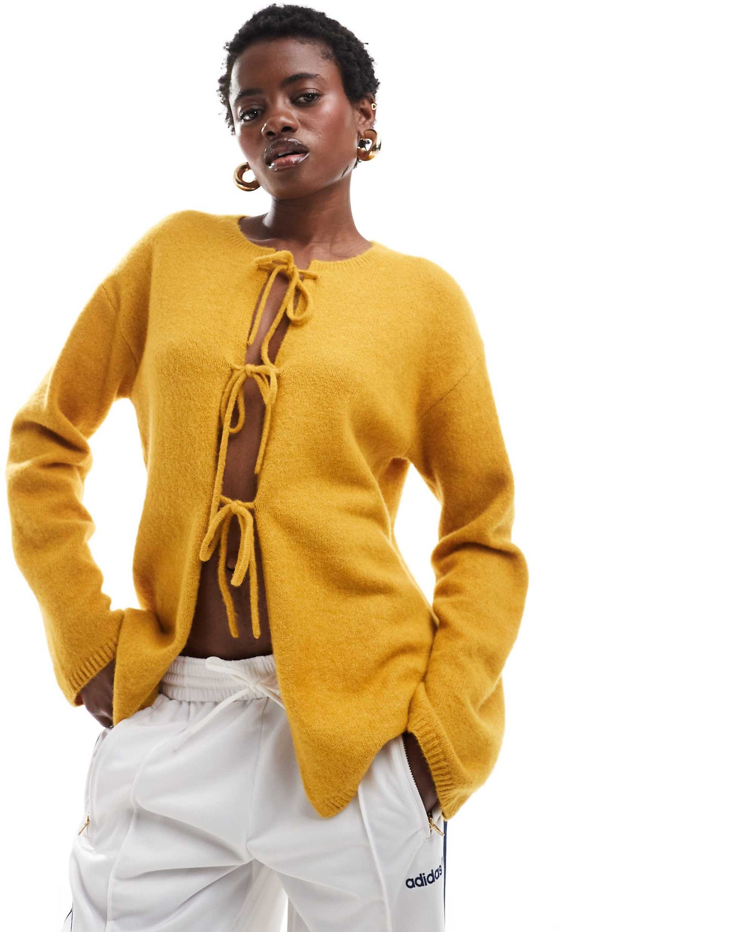 Knit Bow Tie Up Cardigan