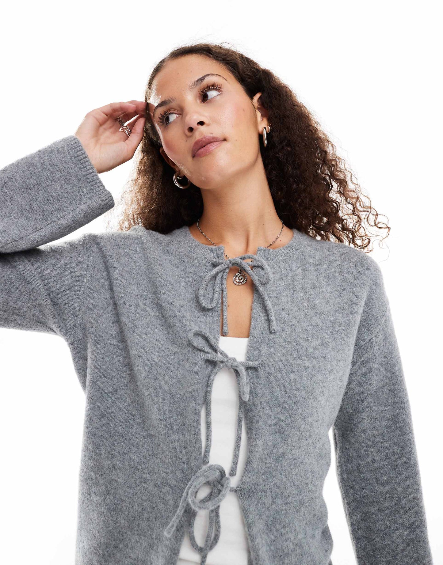 Knit Bow Tie Up Cardigan