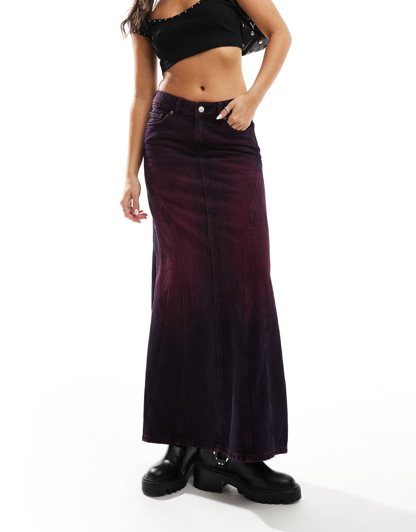 Denim Column Maxi Skirt