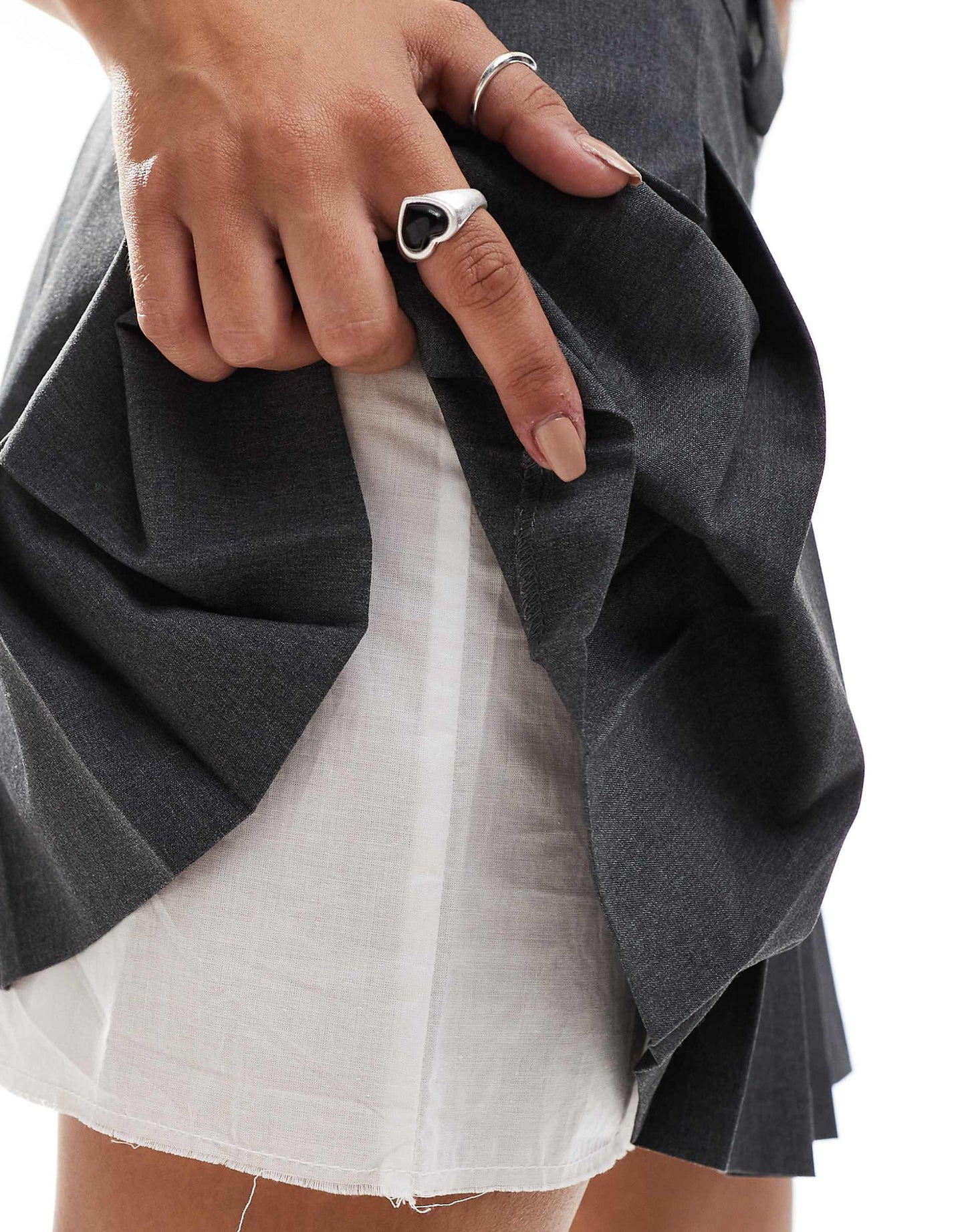 Pleated Mini Skirt With Raw Hem
