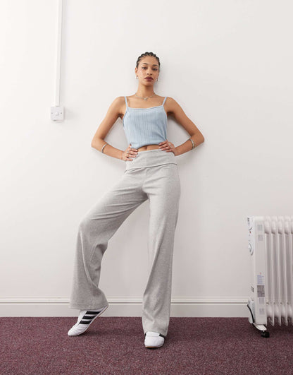 Foldover Waist Ribbed Flare Yoga Pant