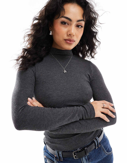 Ribbed Roll Neck Top