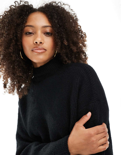 Knitted High Neck Side Split Jumper