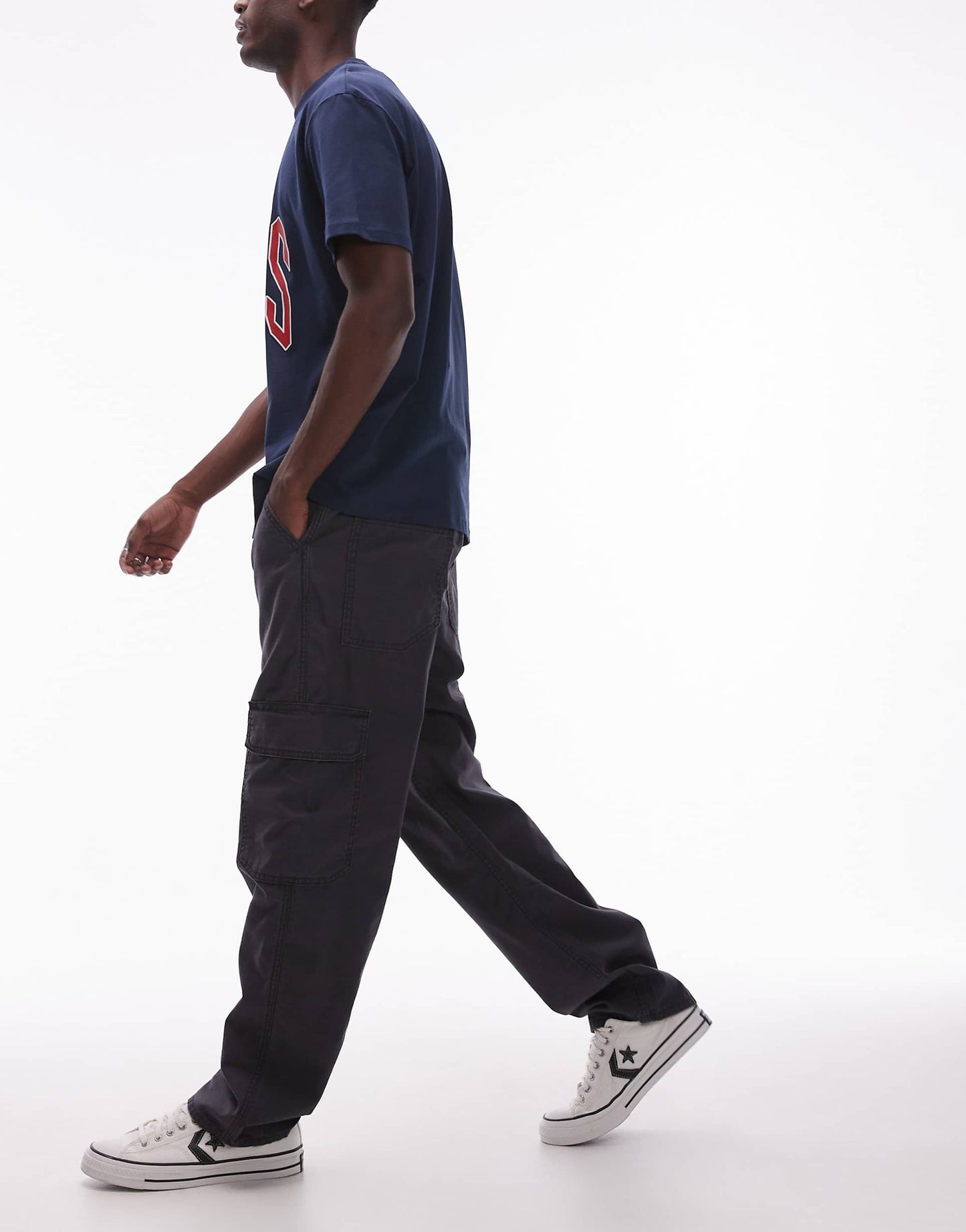 568 Cargo Loose Straight Slub Trousers