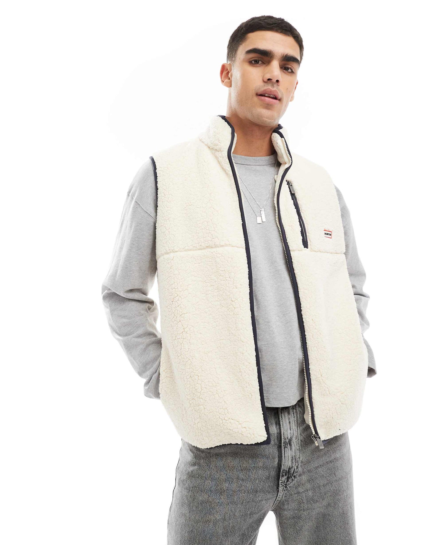 Drill Fleece Gilet With Contrast Lining