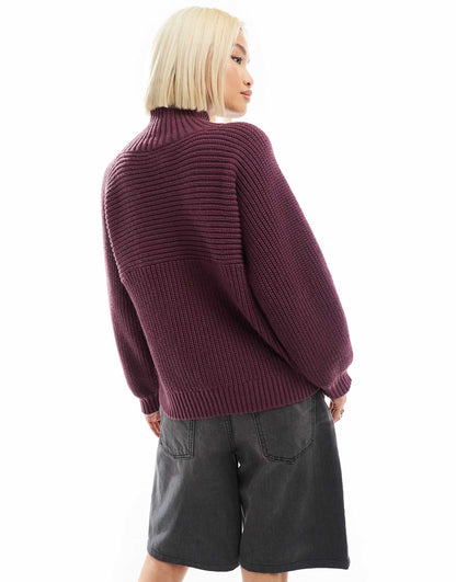 Libby High Neck Knitted Rib Jumper