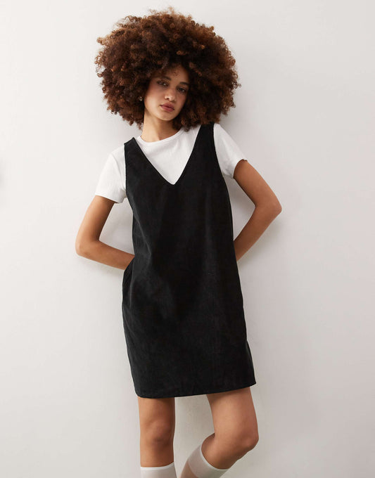 Mini Cord Pinafore Dress