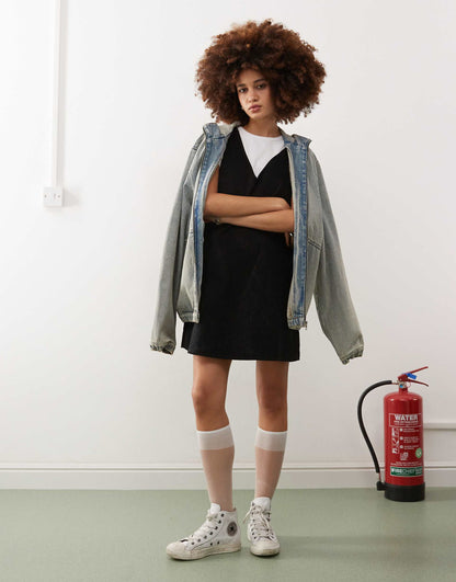 Mini Cord Pinafore Dress