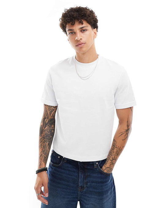 Roll Sleeve Cropped T-Shirt