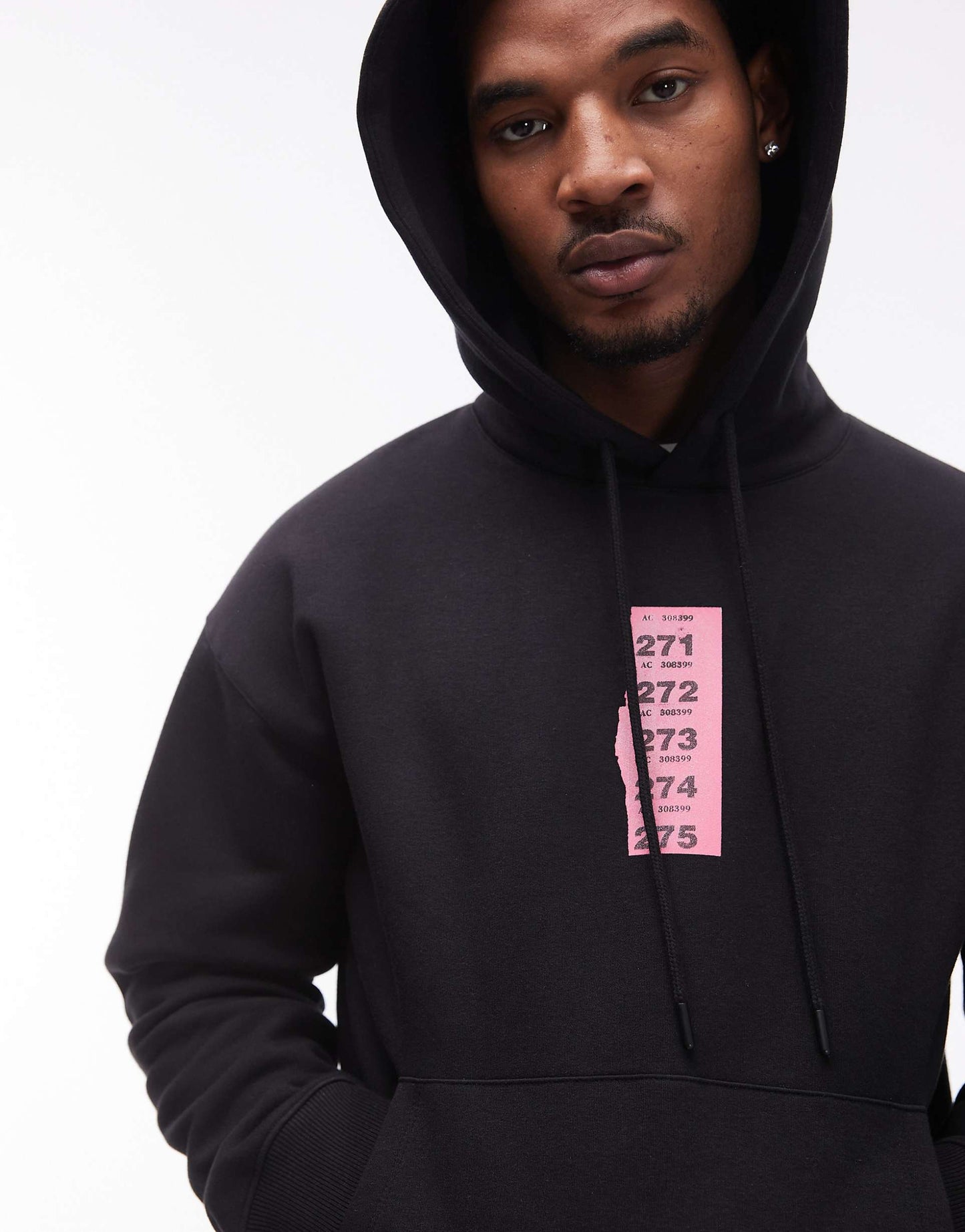 Oversized Fit Hoodie With Raffle Ticket Print