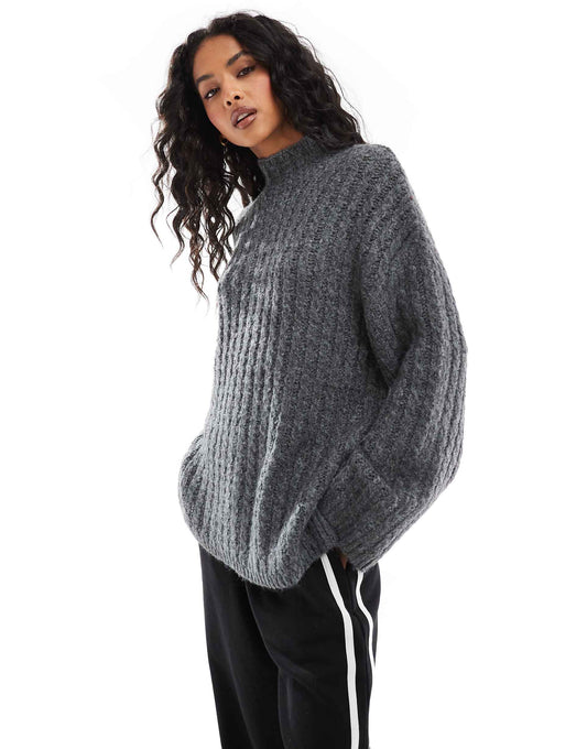Longline Jumper With High Neck