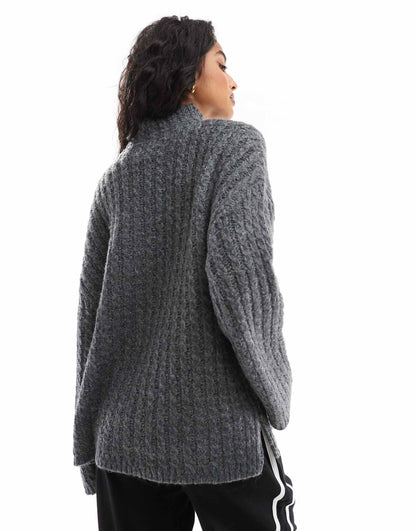 Longline Jumper With High Neck