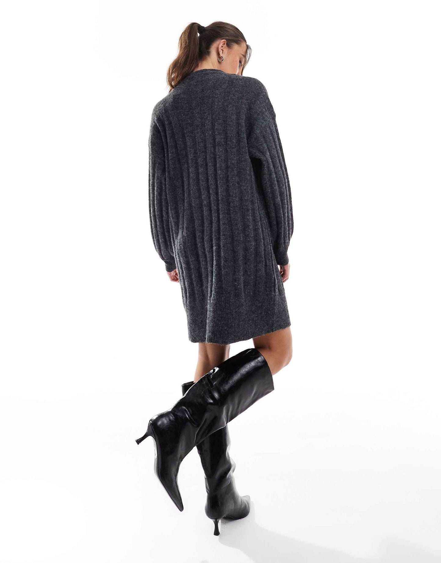 Wide Rib Knitted Cardigan Mini Dress