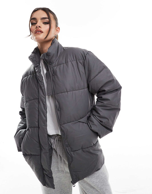 Padded Puffer Coat With High Neck