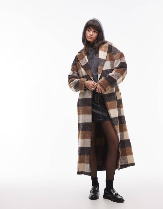 Longline Belted Wool Look Coat
