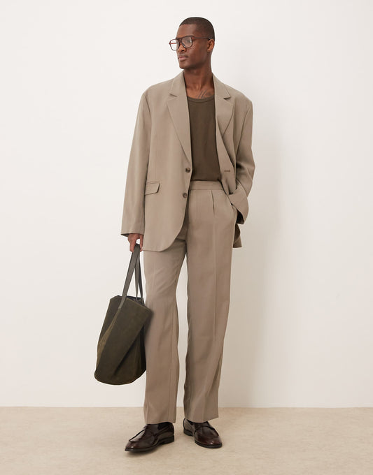 Elasticated Straight Leg Suit Trousers