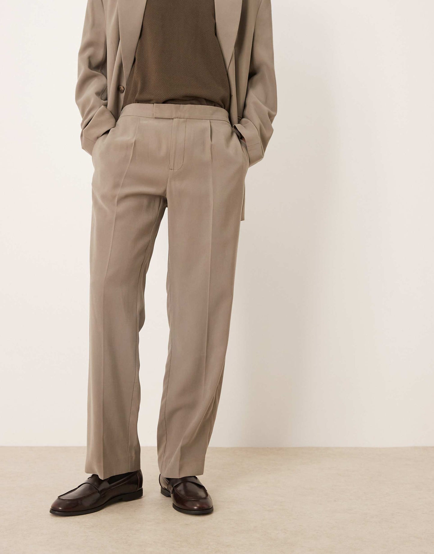 Elasticated Straight Leg Suit Trousers
