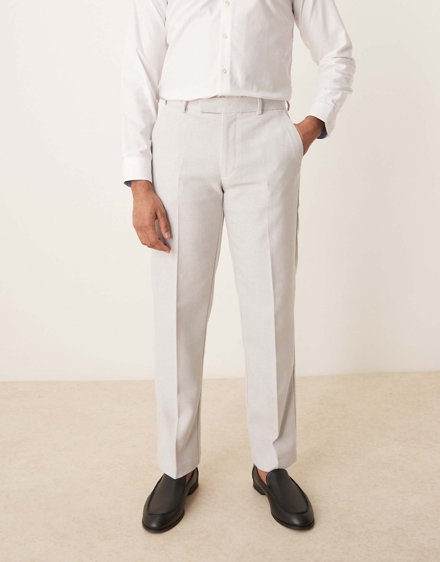 Smart Straight Leg Wool Mix Trousers