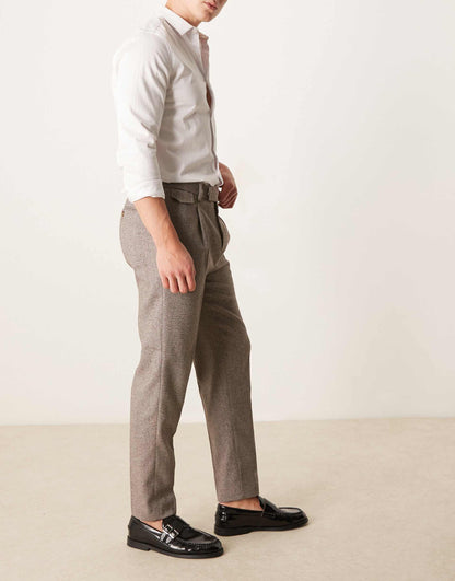 Smart Tapered Fit Wool Mix Trousers With Coin Pocket
