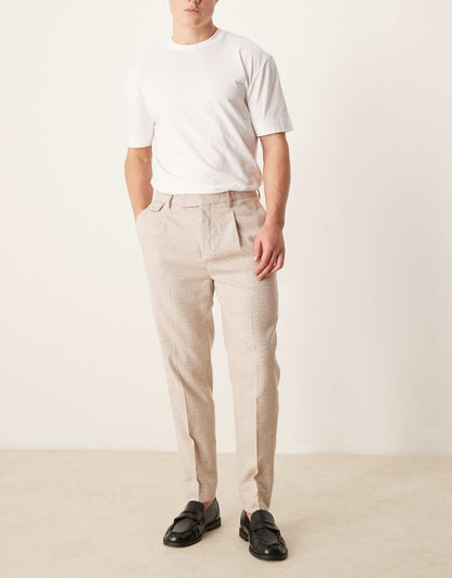 Smart Tapered Fit Wool Mix Trousers With Coin Pocket