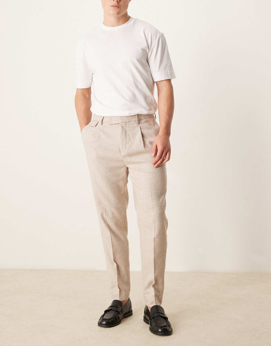 Smart Tapered Fit Wool Mix Trousers With Coin Pocket