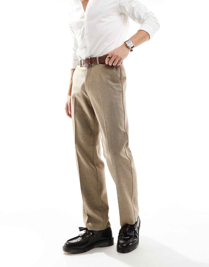 Smart Wool Mix Straight Leg Trousers