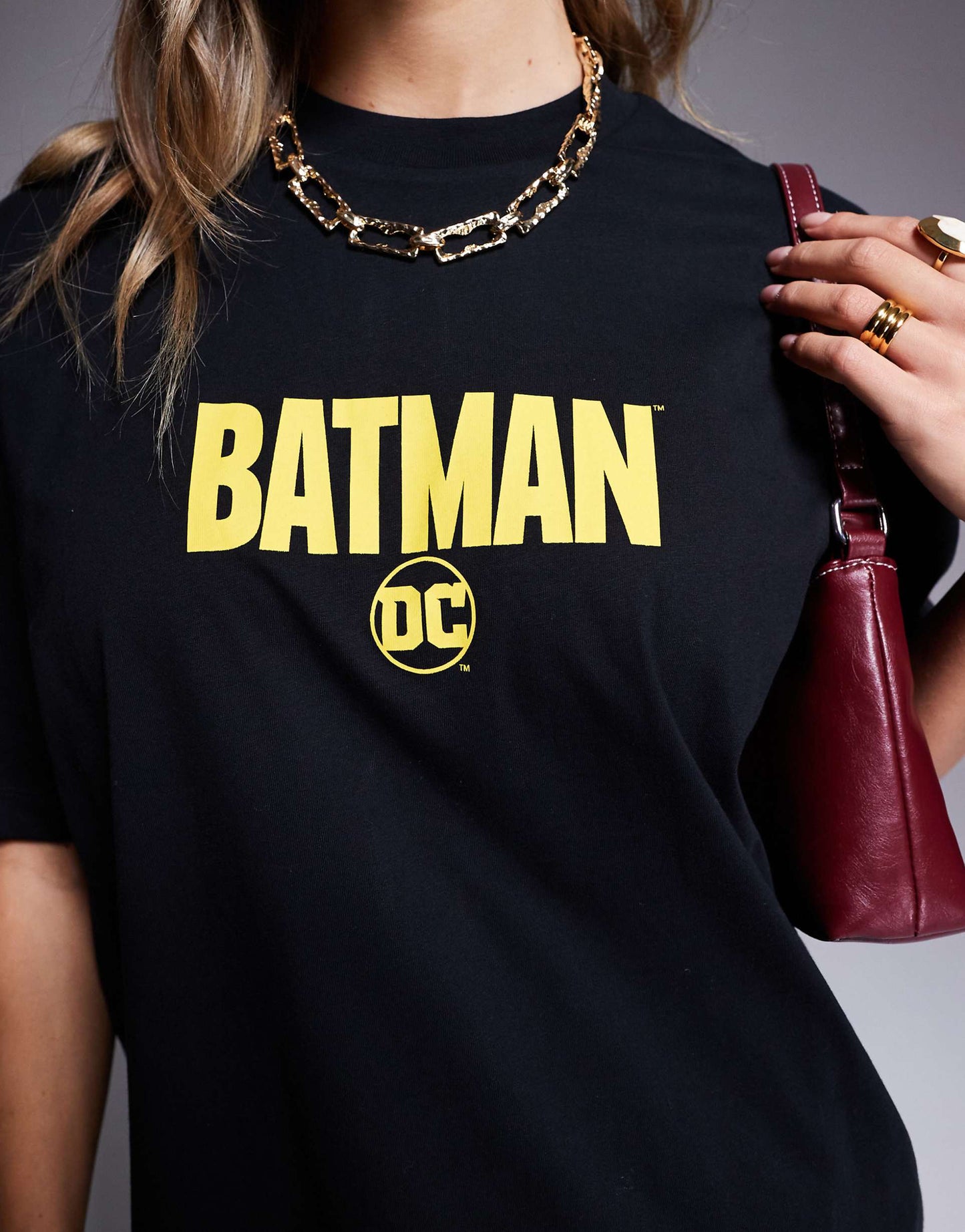 Unisex Oversized T-Shirt With Batman Puff Prints