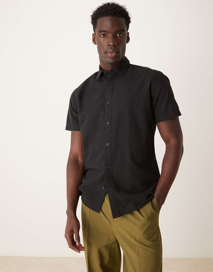 Linen Blend Short Sleeve Shirt