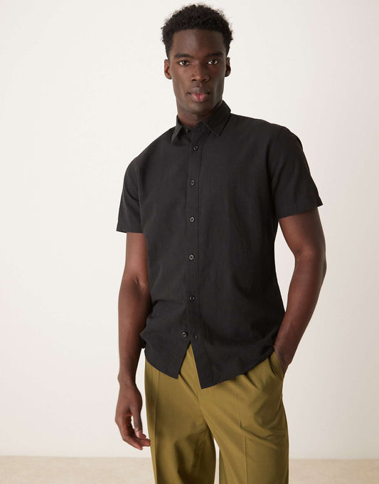 Linen Blend Short Sleeve Shirt