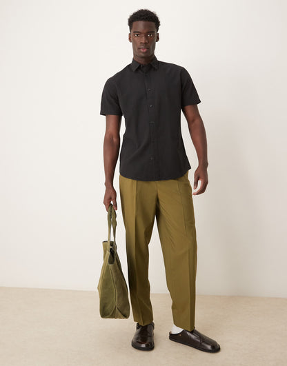 Linen Blend Short Sleeve Shirt