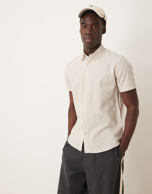 Linen Blend Short Sleeve Shirt