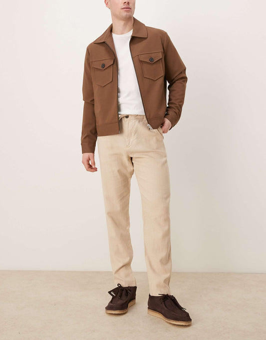 Linen Blend Slim Tapered Trouser