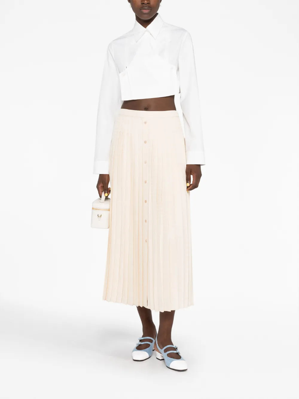 Logo-Jacquard Silk Pleated Skirt