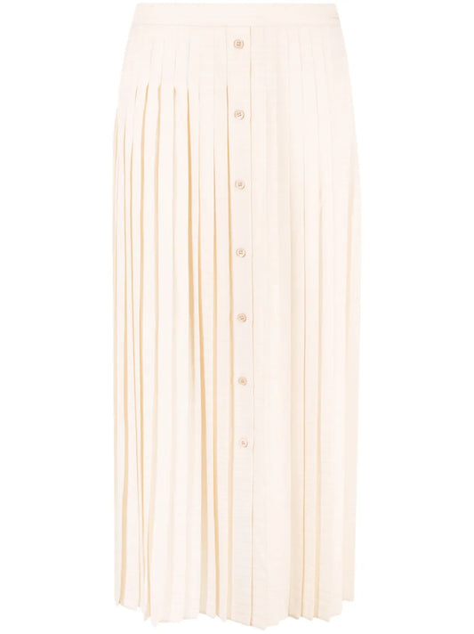 Logo-Jacquard Silk Pleated Skirt