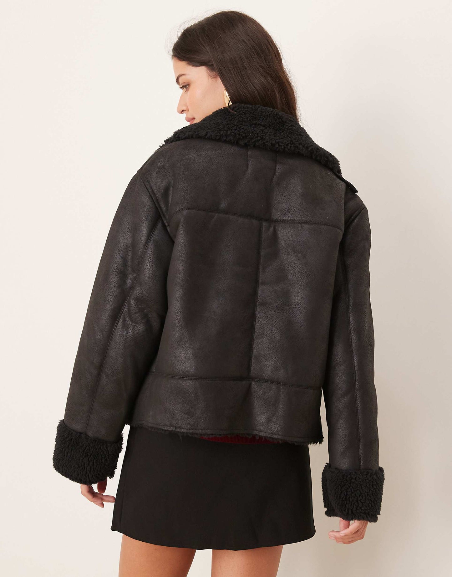 Faux Shearling Aviator Jacket