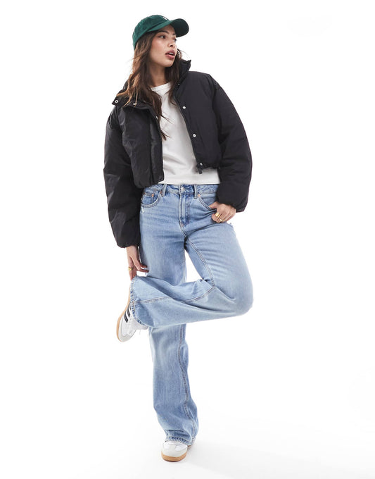 Funnel Neck Cropped Padded Jacket