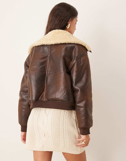 Faux Shearling Aviator Jacket