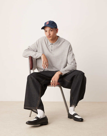 Premium 100% Cashmere Oversized Boxy Fit Polo Jumper