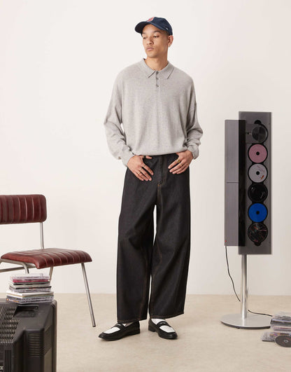 Premium 100% Cashmere Oversized Boxy Fit Polo Jumper